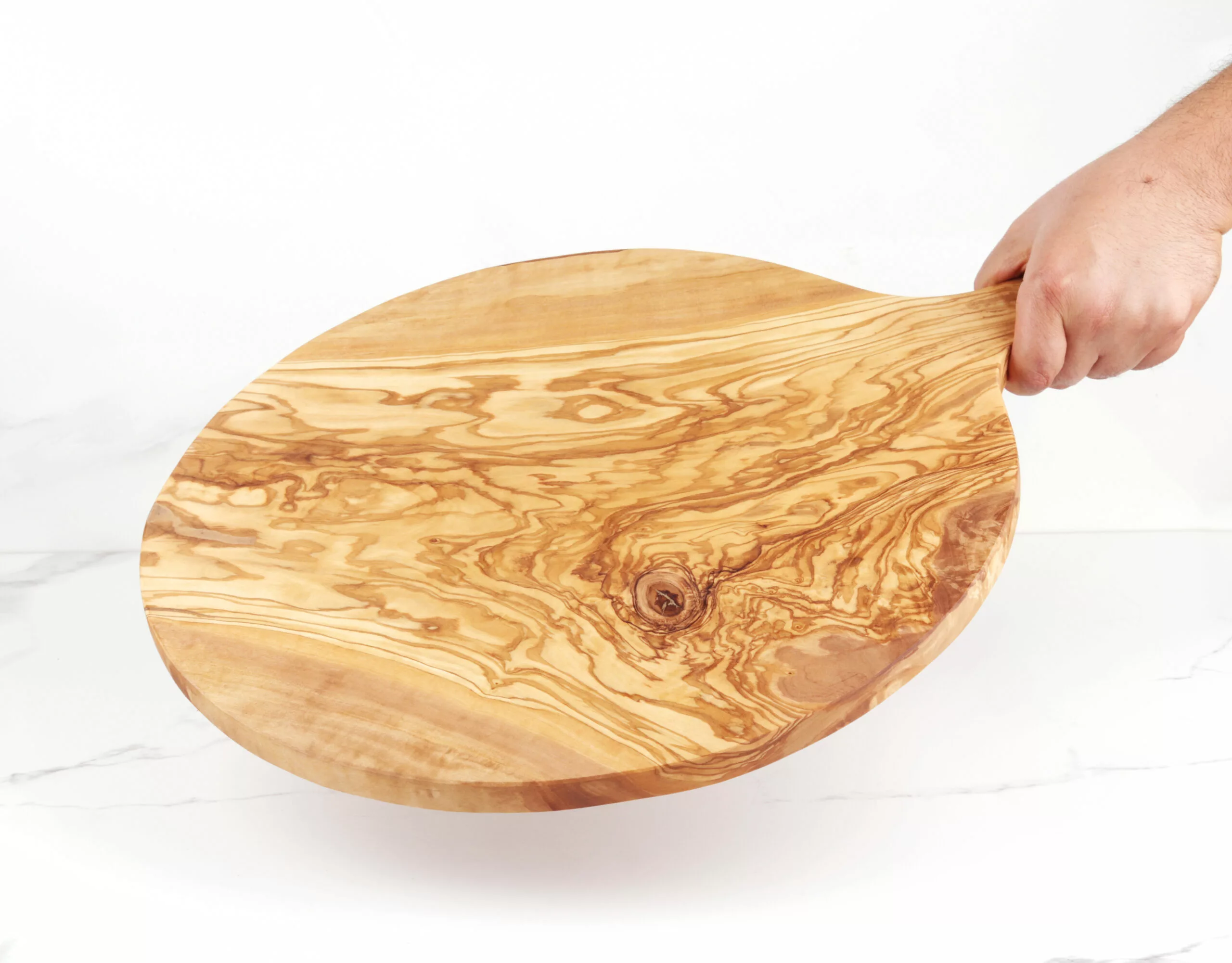 Planche de service ronde en bois d’olivier