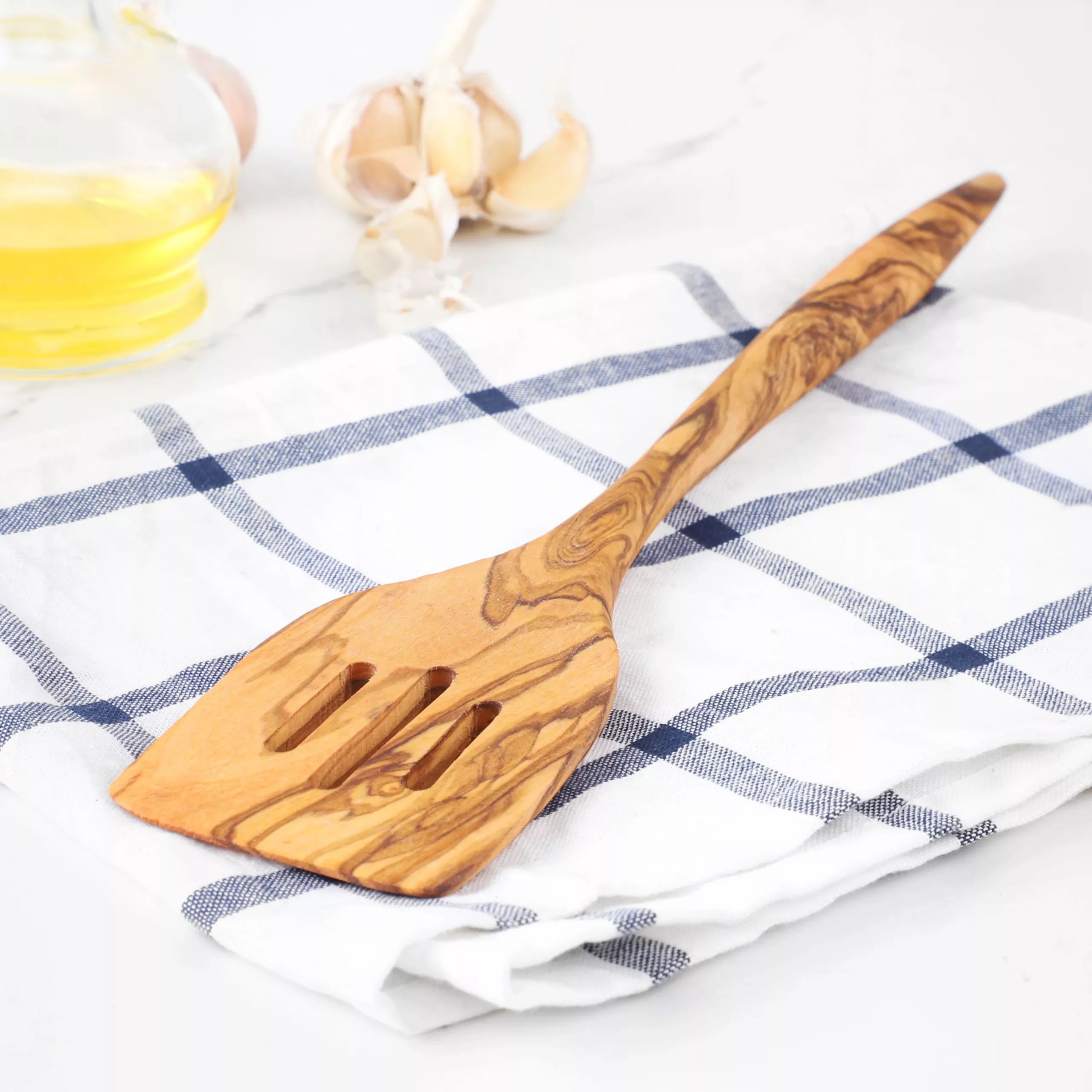 Set de 3 spatules à fentes en bois marbré