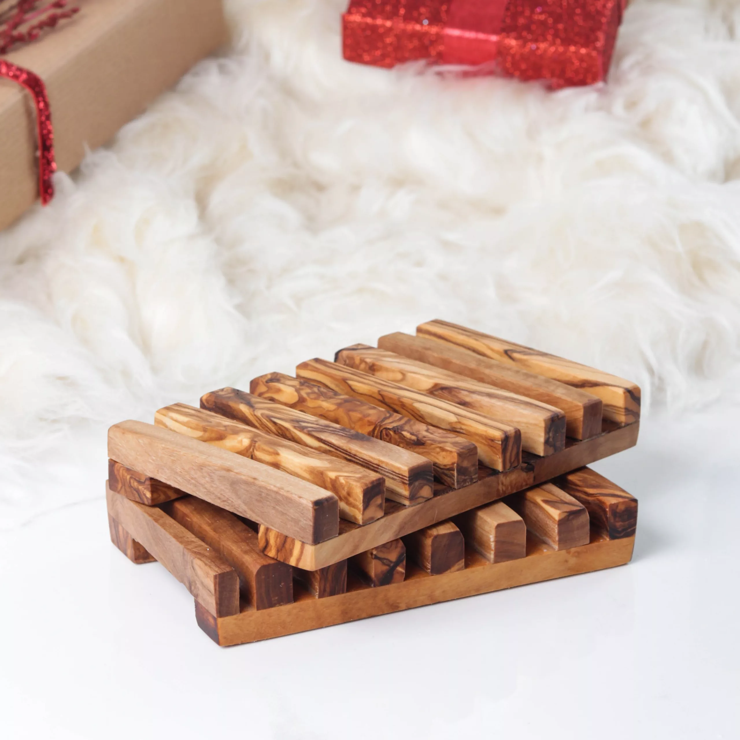Porte-savons rectangulaires en bois ajouré - Image 4