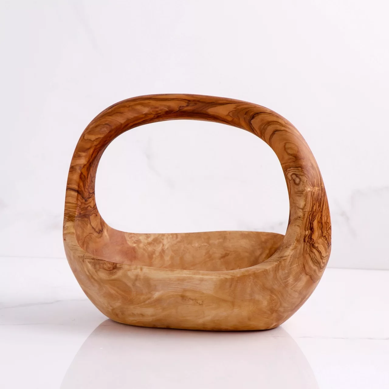 Panier à fruits avec poignée en bois d'olivier - Image 2