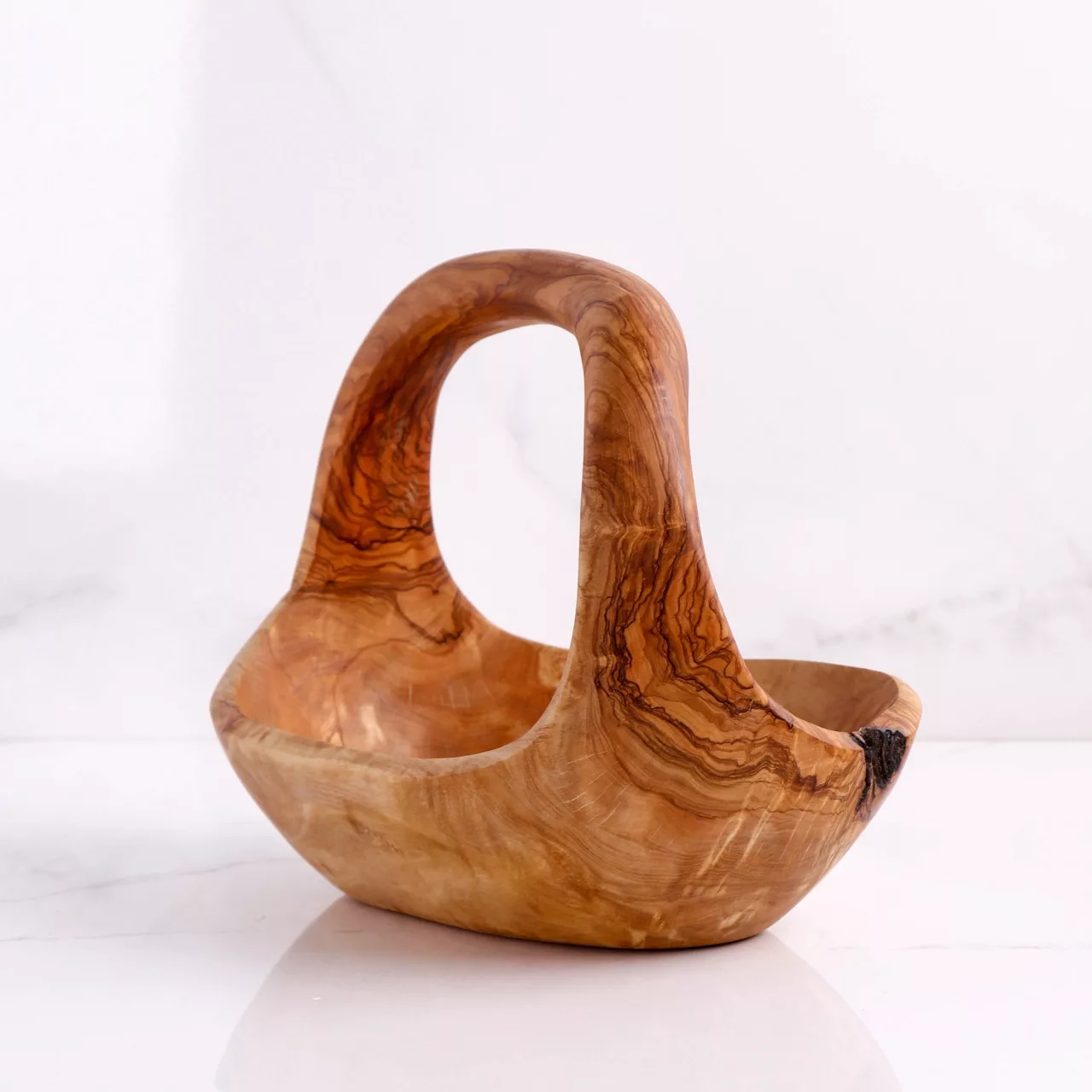 Panier à fruits avec poignée en bois d'olivier - Image 3