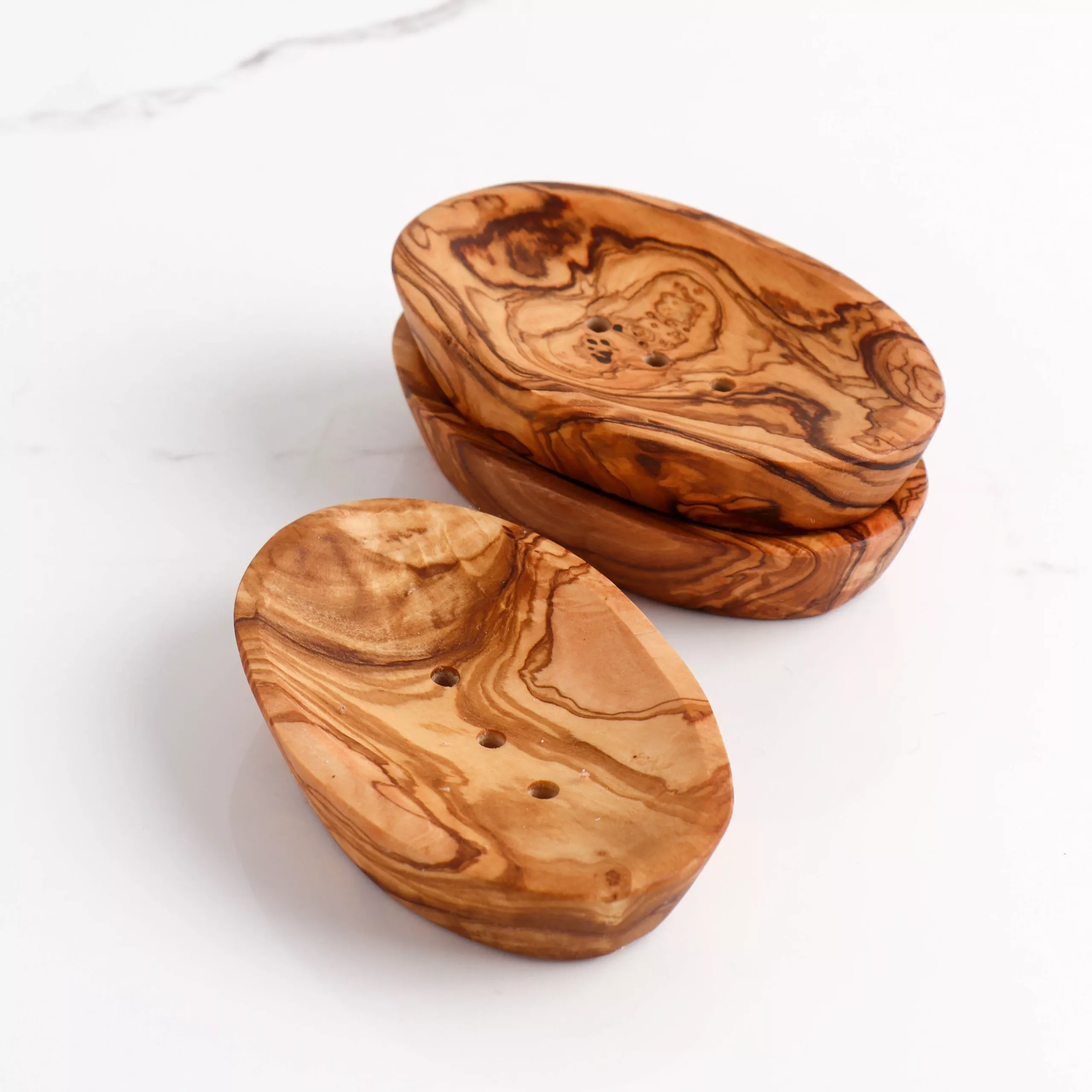 Porte-savons ovales en bois d’olivier