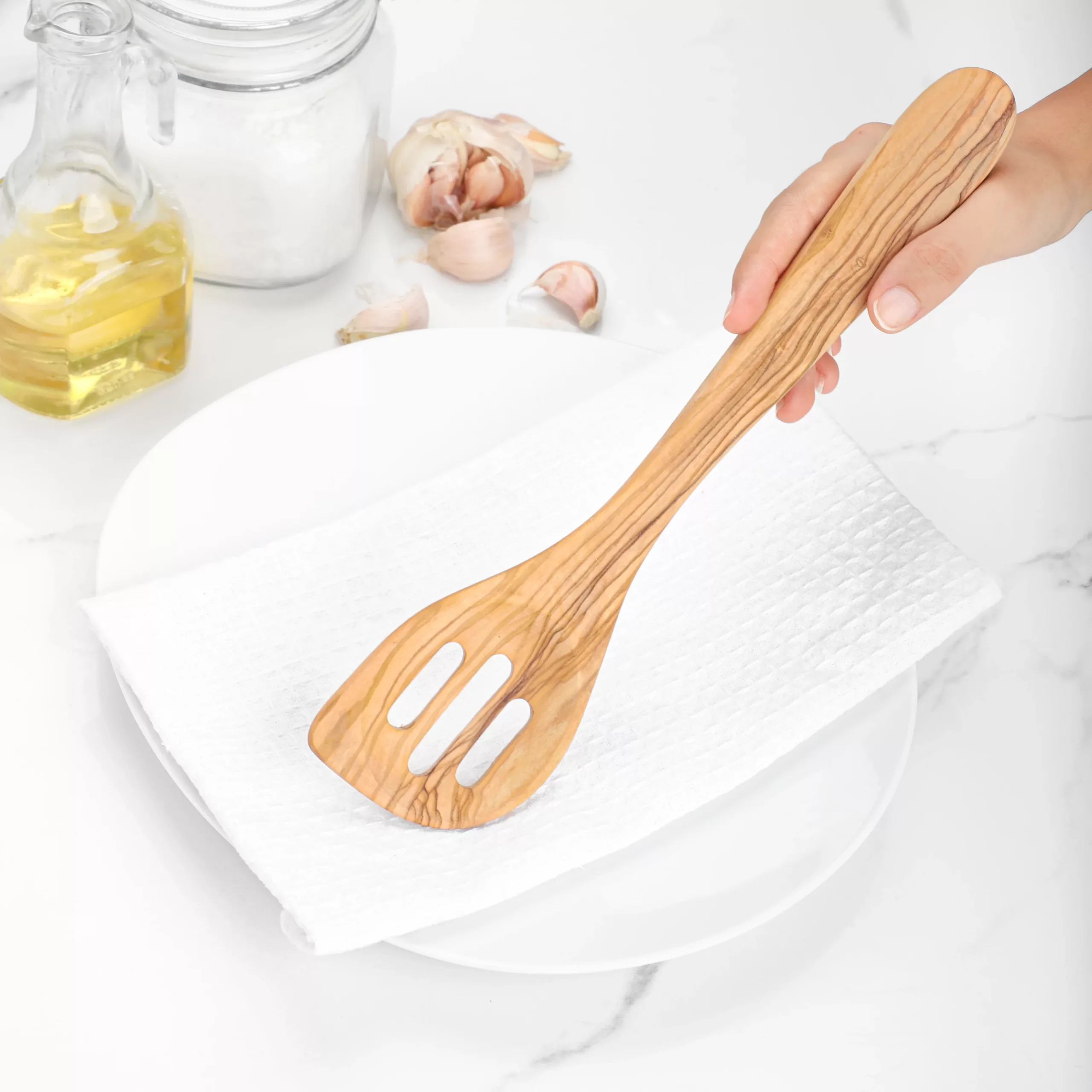 Set de 3 spatules à fentes en bois d’olivier