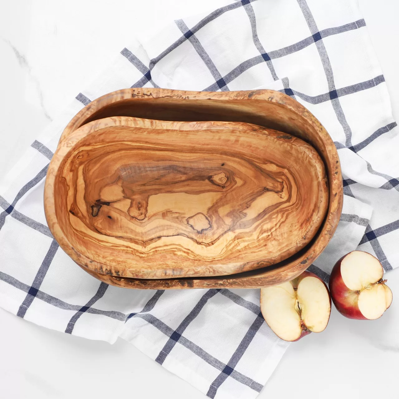 Coupe de fruits rustique en bois d’olivier