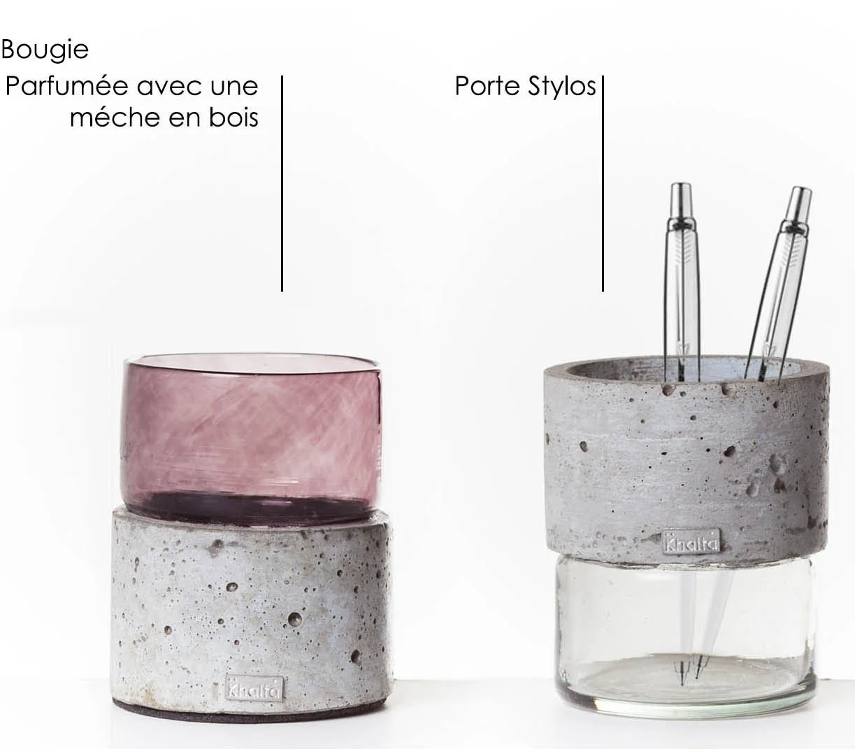 Ensemble de 2 porte-stylos en béton