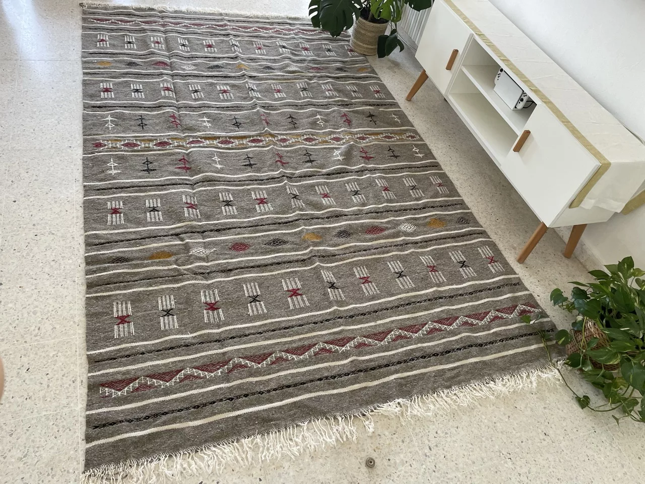 Tapis Berbère Crépuscule Saharien - Fond Gris 200x120 cm - Image 2