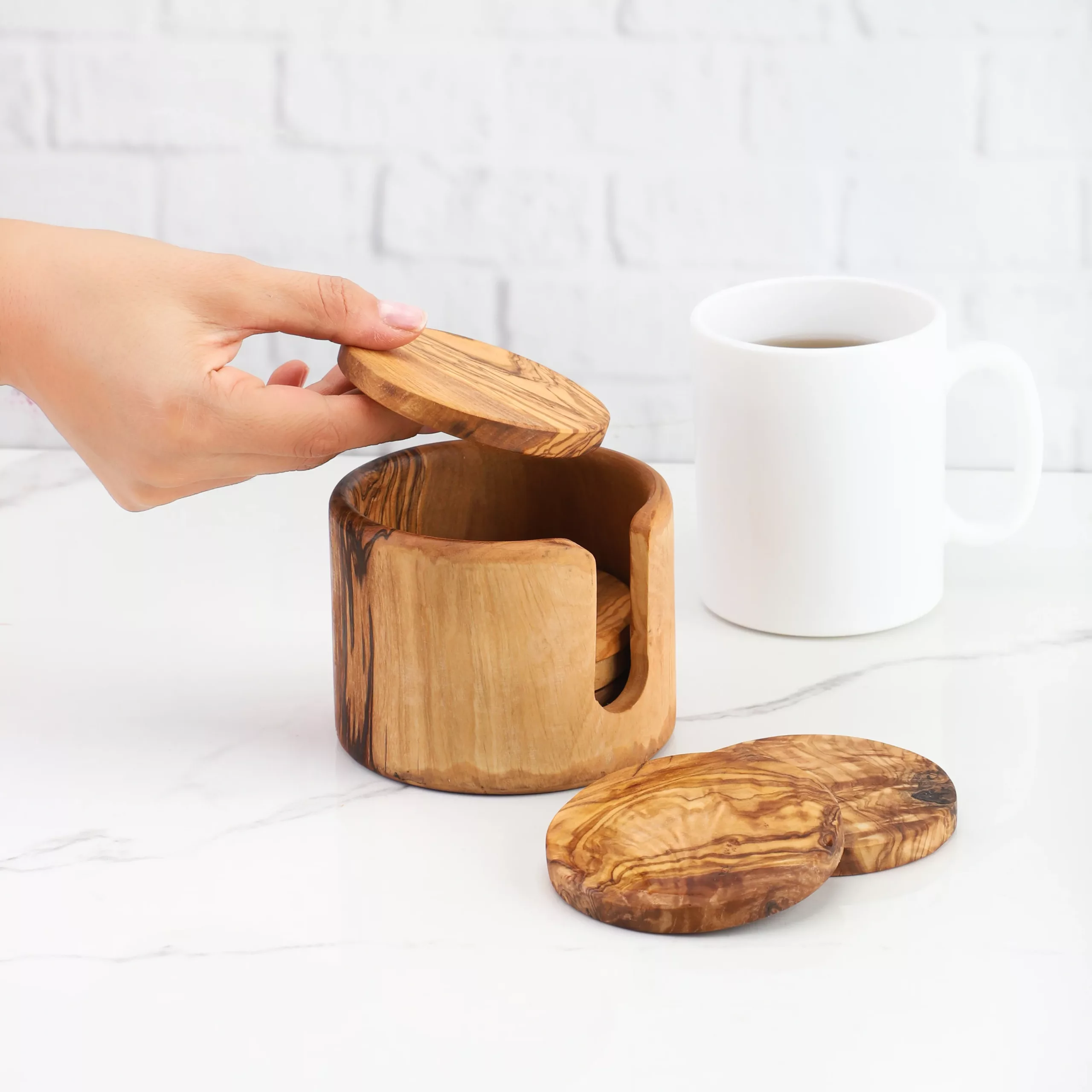 Ensemble de 6 dessous de verre ronds avec support